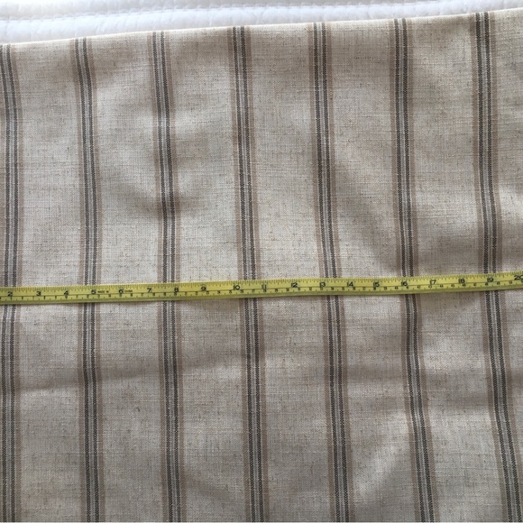 High Quality Designer Linen Pillow Cover Neutral Stripe with Gold Zip Closure - Picture 4 of 5